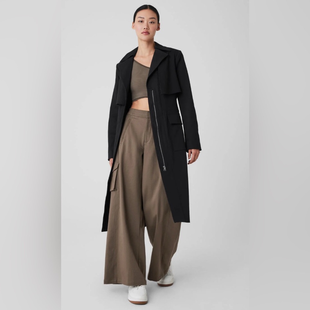 ALO Yoga Black Long Trench Coat